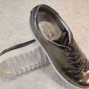 Rare Limited Salvatore Ferragamo Gun-Metal Platform Sneakers